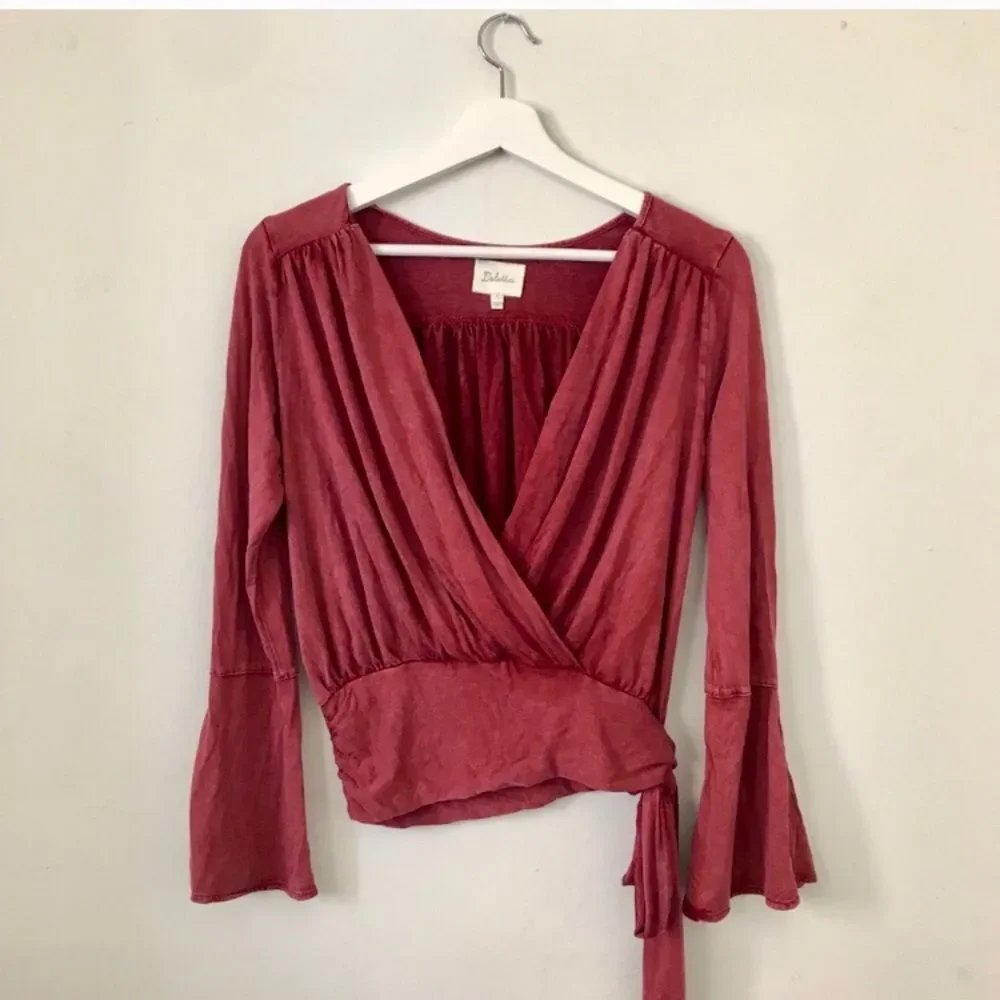 Anthropologie Burgundy Wrapped Pullover M - Picture 7 of 8
